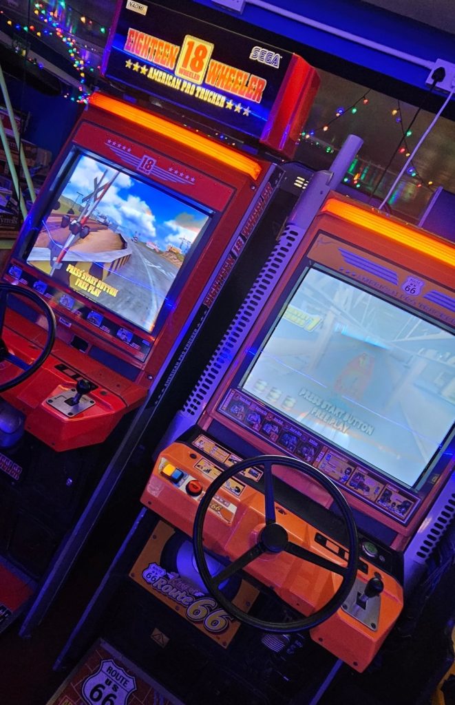 Sega 18 Wheeler and Route 66 driving cabinets