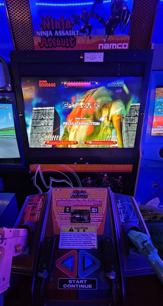 Namco Ninja Assault light gun cabinet with two pistols