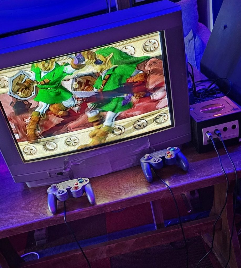 Nintendo GameCube set up with a Zelda game