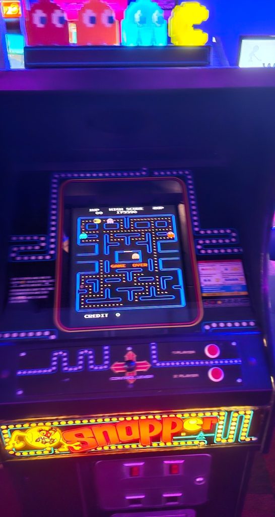 Snapper cabinet with Pac-Man ghost lamps on top